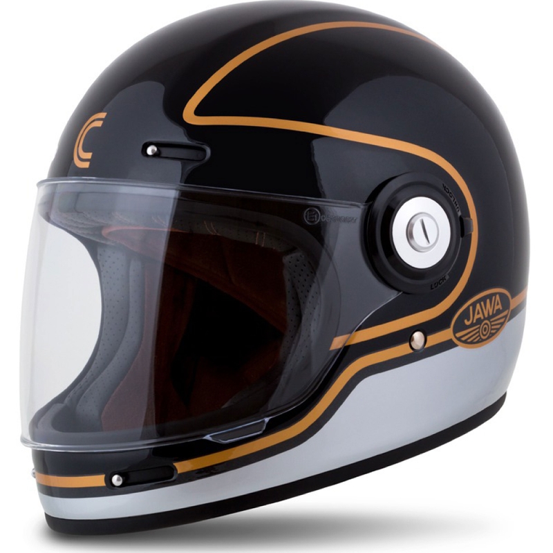 Integral Motorradhelm Cassida Fibre Jawa Sport schwarz-silber-gold