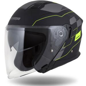 Cassida Jet Tech Roxor offener Motorradhelm schwarz-grau-fluo gelb matt Ausverkauf