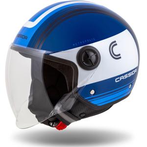 Cassida Handy Metropolis Blau und Weiß Offener Motorradhelm