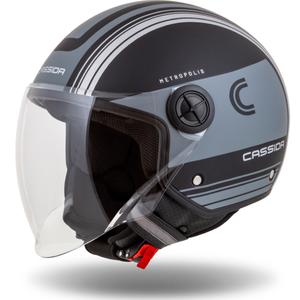 Cassida Handy Metropolis Sicherheit offen Motorradhelm schwarz-reflektierend grau