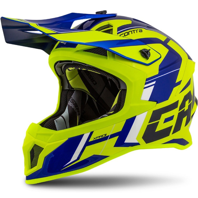 Motocross Helm Cassida Cross Pro II Contra fluo gelb-blau-weiß