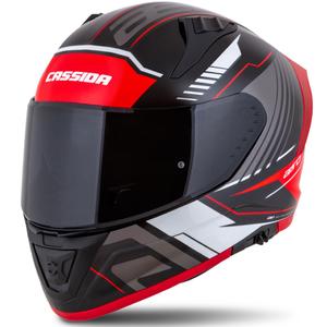 Cassida Aero Drome Integral-Motorradhelm Schwarz-Rot-Weiß-Grau