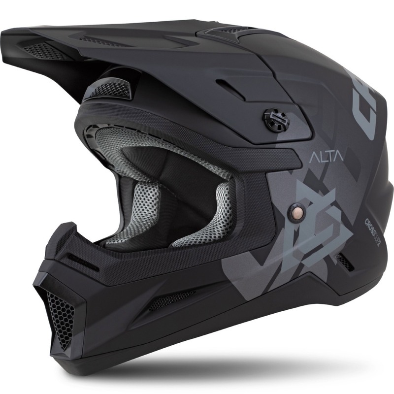 Kinder-Motocross-Helm Cassida Cross Cup 2 Alta mattschwarz-grau