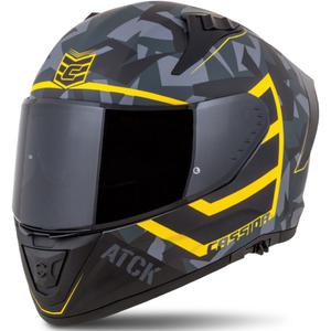 Integrierter Motorradhelm Cassida Aero camo grau-schwarz-fluo gelb