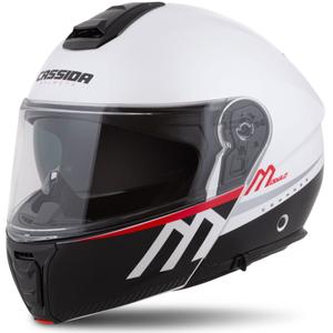 Cassida Modulo 2.1 Compass Klapp-Motorradhelm Perlweiß-Schwarz-Rot-Silber