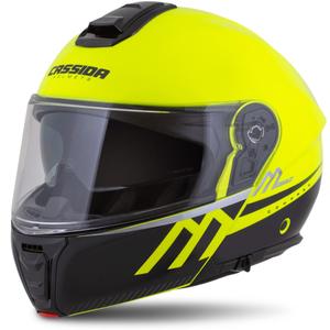 Klappbarer Motorradhelm Cassida Modulo 2.1 Compass fluo gelb-schwarz-silber-rot
