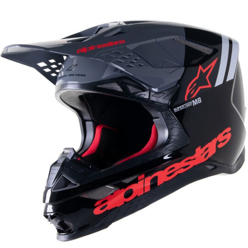 Alpinestars Supertech S-M8 Radium 2 Motocross-Helm schwarz-grau-rot