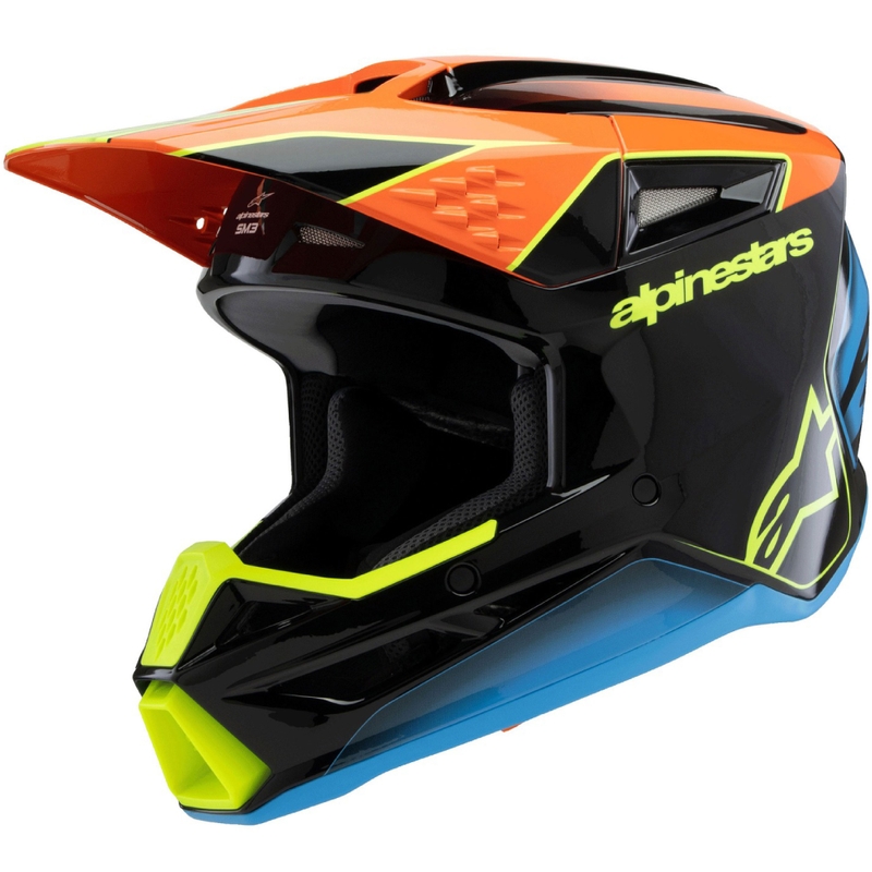 Alpinestars S-M3 FRAY Kinder-Motocrosshelm Schwarz-Fluo Orange-Fluo Gelb-Türkis