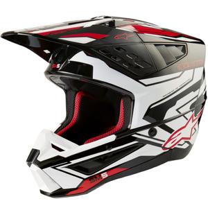 Alpinestars S-M5 Action 2 Motocross-Helm schwarz-weiß-fluo-rot
