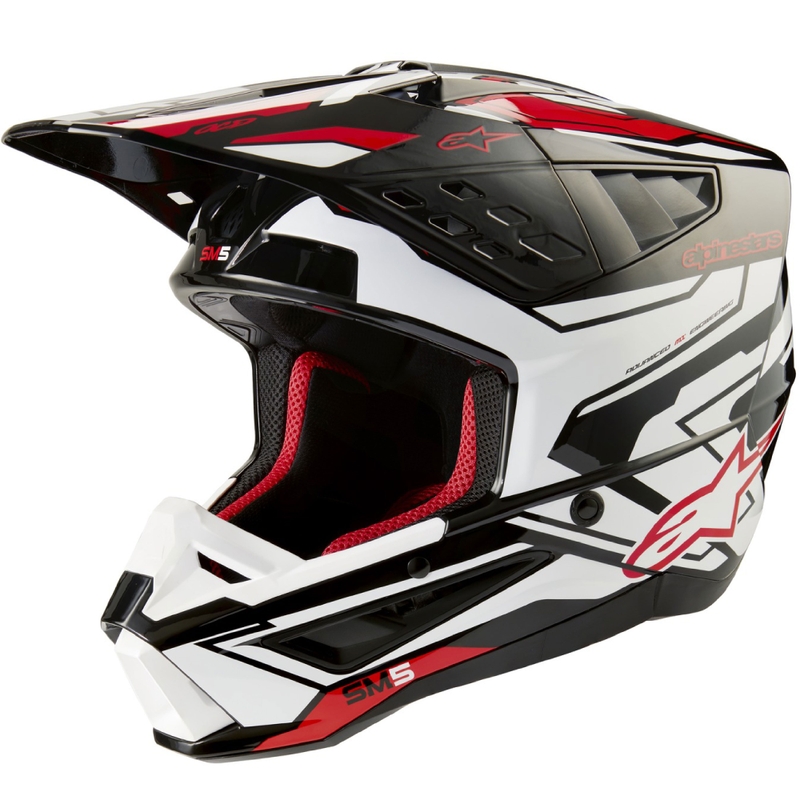 Alpinestars S-M5 Action 2 Motocross-Helm schwarz-weiß-fluo-rot