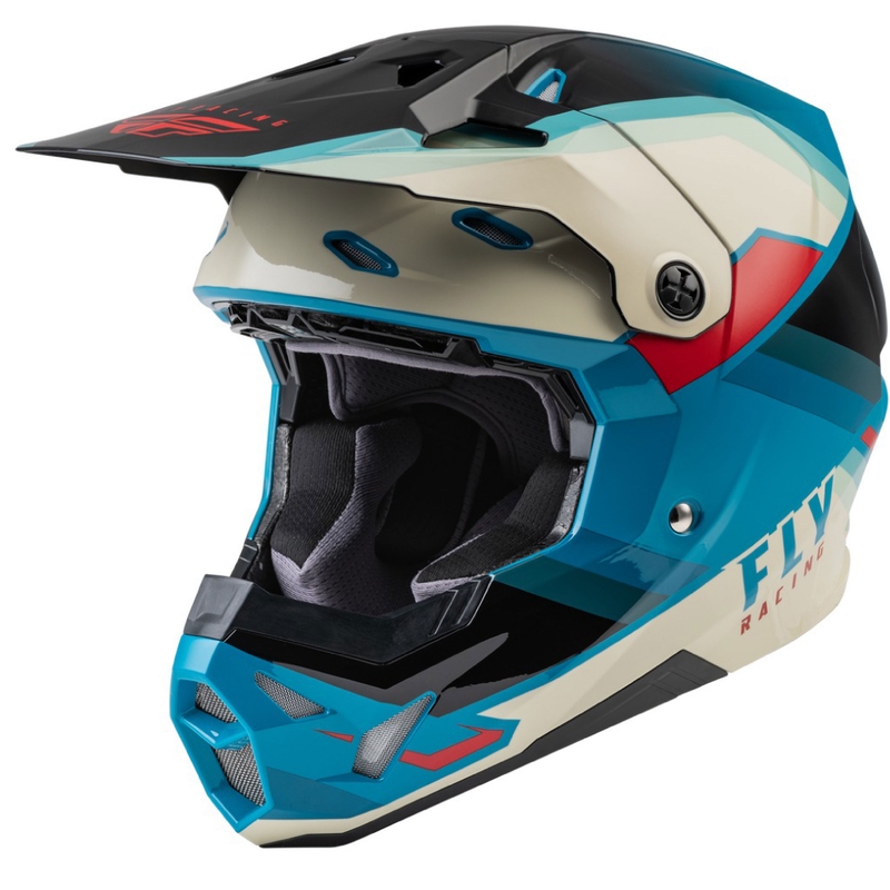 Motocross-Helm FLY Racing Formula CP schwarz-grau-türkis
