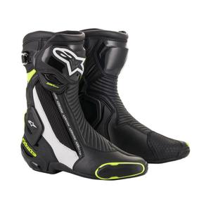 Alpinestars SMX Plus 2 Motorradstiefel schwarz-weiß-fluogelb