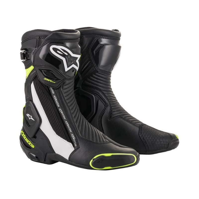 Alpinestars SMX Plus 2 Motorradstiefel schwarz-weiß-fluogelb