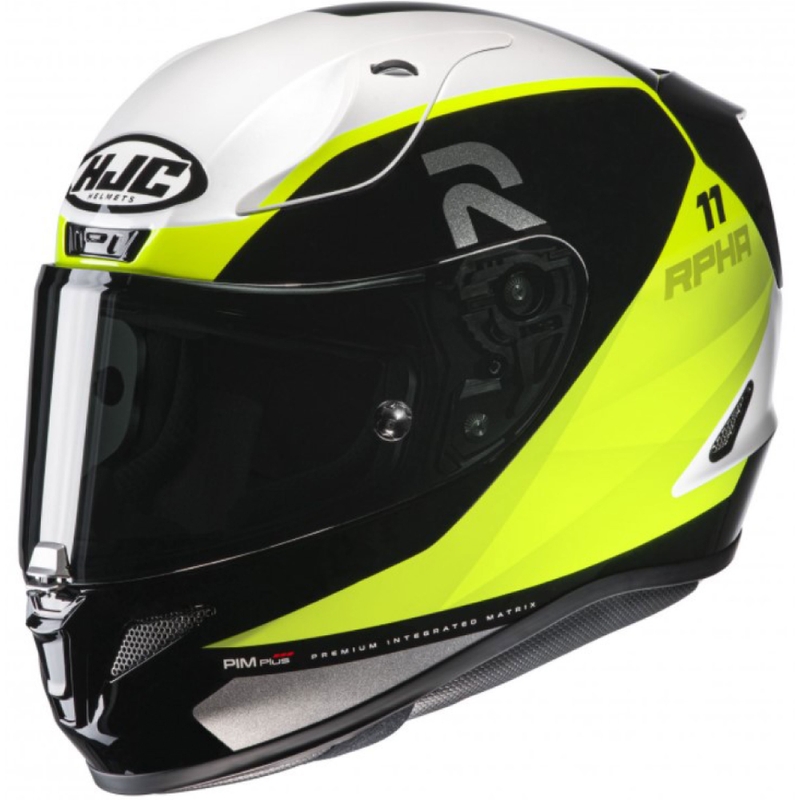 Integral Motorradhelm HJC RPHA 11 Texen MC3H weiß-gelb-schwarz