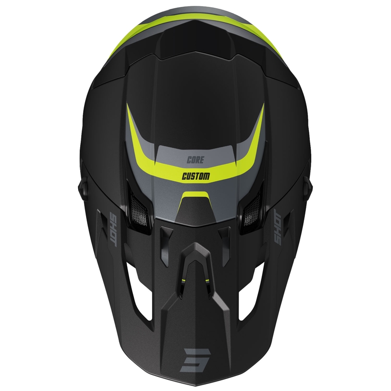 Motocross-Helm Shot Core Custom schwarz-fluo gelb