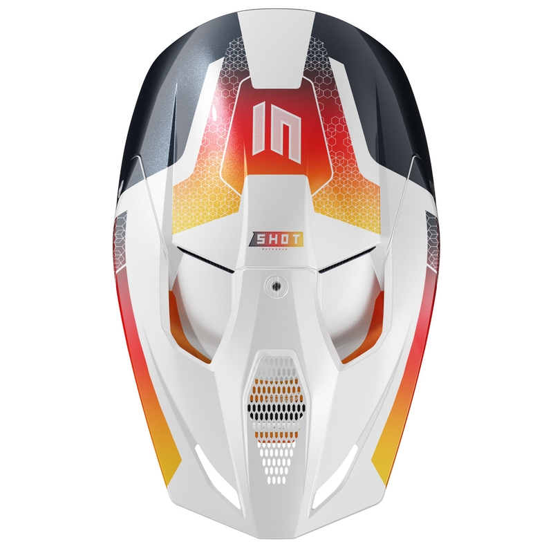 Motocross-Helm Shot Race Phaser perlblau-weiß-orange