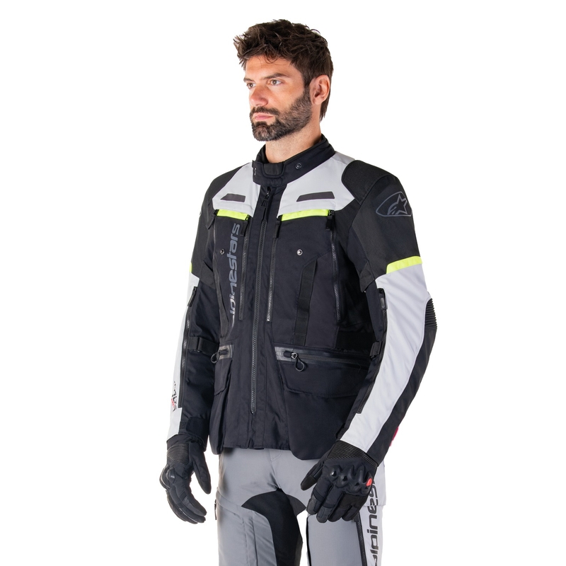 Alpinestars Bogota PRO Drystar Motorradjacke Schwarz-Grau-Fluogelb