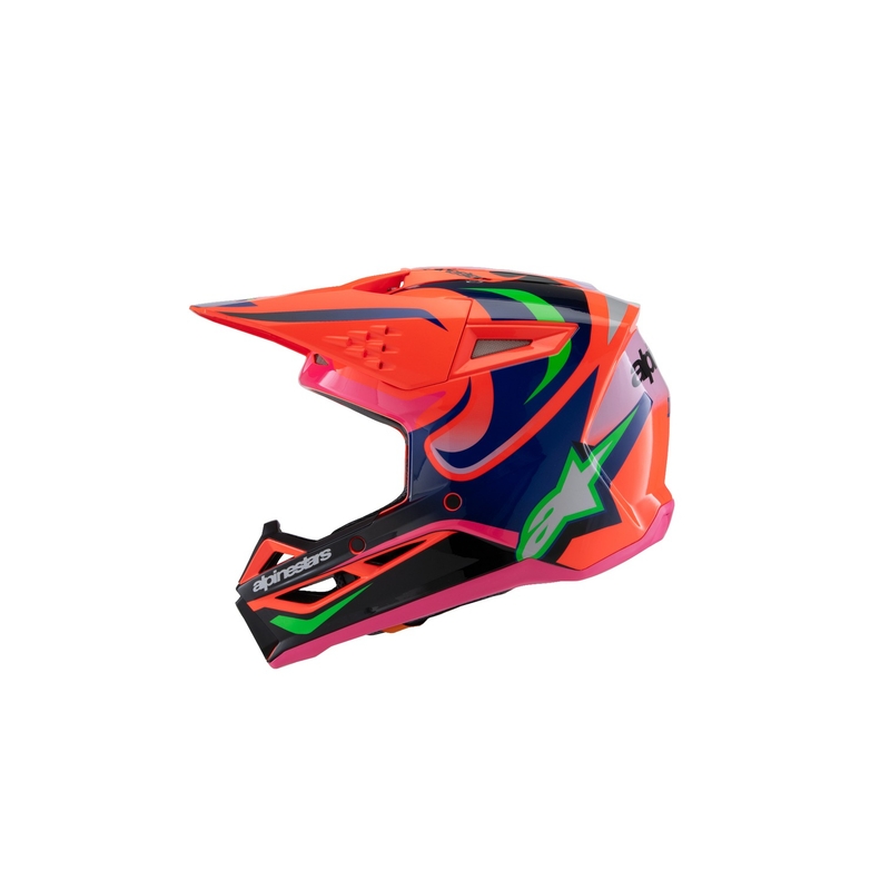 Kinder-Motocross-Helm Alpinestars S-M3 HAIDEN DEEGAN fluo orange-lila-rosa-grün