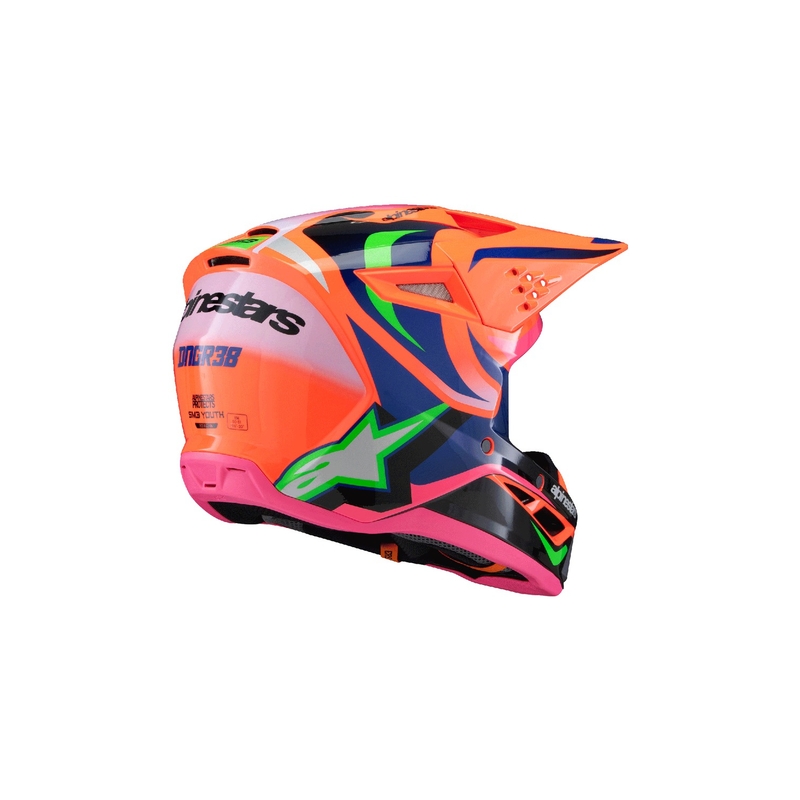 Kinder-Motocross-Helm Alpinestars S-M3 HAIDEN DEEGAN fluo orange-lila-rosa-grün