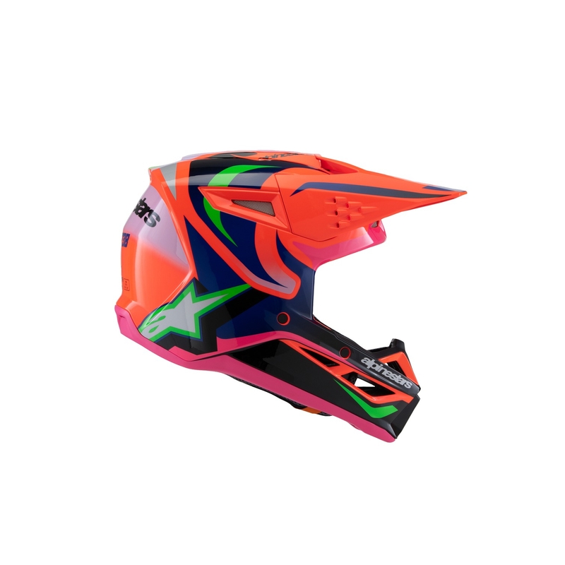 Kinder-Motocross-Helm Alpinestars S-M3 HAIDEN DEEGAN fluo orange-lila-rosa-grün