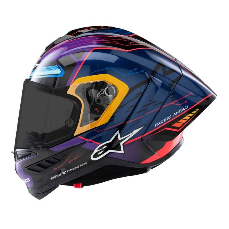 Alpinestars Supertech R-10 Limited Edition Martinator Jorge Martin Integraler Motorradhelm Blau-Lila-Rot-Gelb