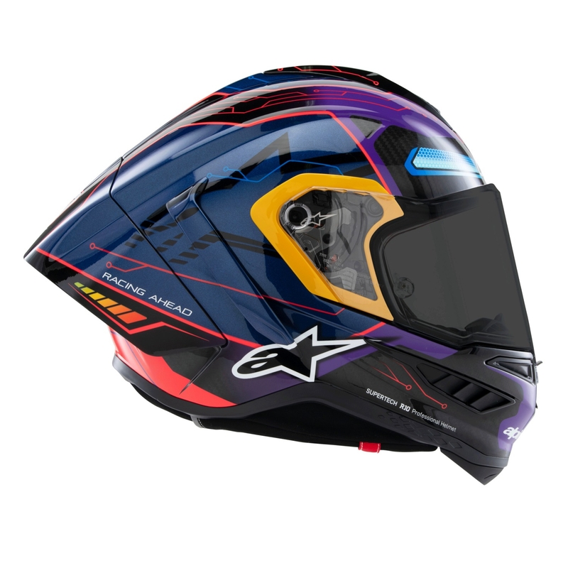 Alpinestars Supertech R-10 Limited Edition Martinator Jorge Martin Integraler Motorradhelm Blau-Lila-Rot-Gelb