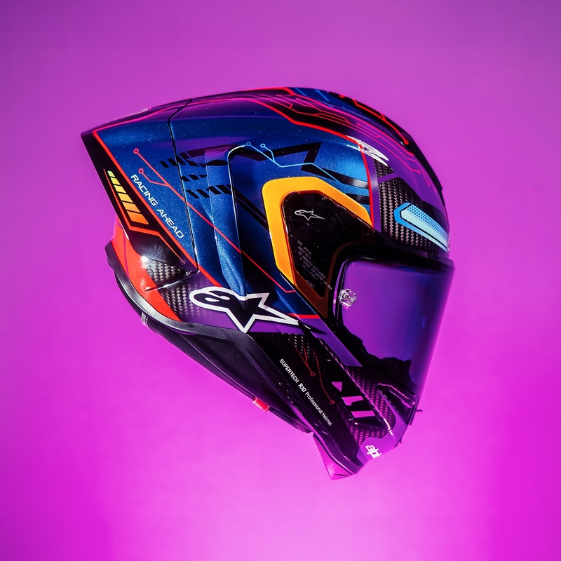 Alpinestars Supertech R-10 Limited Edition Martinator Jorge Martin Integraler Motorradhelm Blau-Lila-Rot-Gelb