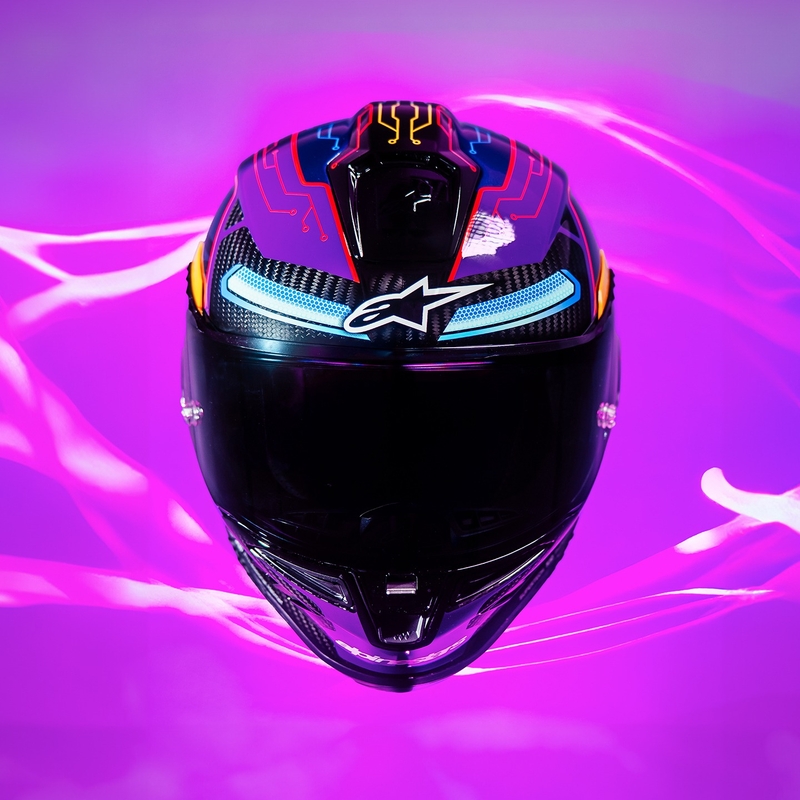 Alpinestars Supertech R-10 Limited Edition Martinator Jorge Martin Integraler Motorradhelm Blau-Lila-Rot-Gelb