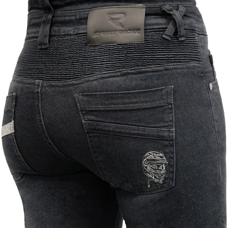 Kurze Damenjeans „Street Racer Spike II“ in Schwarz