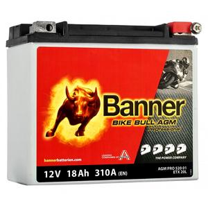 Wartungsfreie Motorradbatterie Banner Bike Bull AGM PRO 520 01/BETX20L - ETX20L 12V, 18Ah, 310A