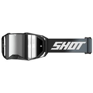 Motocross-Brille Shot Lite Solid Black mit silbernem Iridium-Plexiglas
