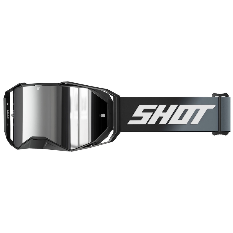 Motocross-Brille Shot Lite Solid Black mit silbernem Iridium-Plexiglas