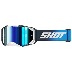 Motocross-Brille Shot Lite. Einfarbig blau mit blauem Iridium-Plexiglas