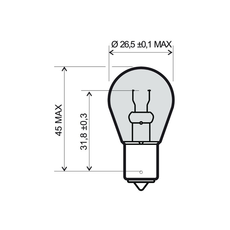 Žárovka RMS 12V 21W , P21W BA15S bílá