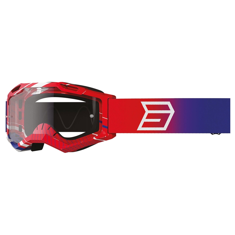 Kinder-Motocross-Brille Shot Rocket Kid 2.0 Drop Patriot mit klarem Plexiglas