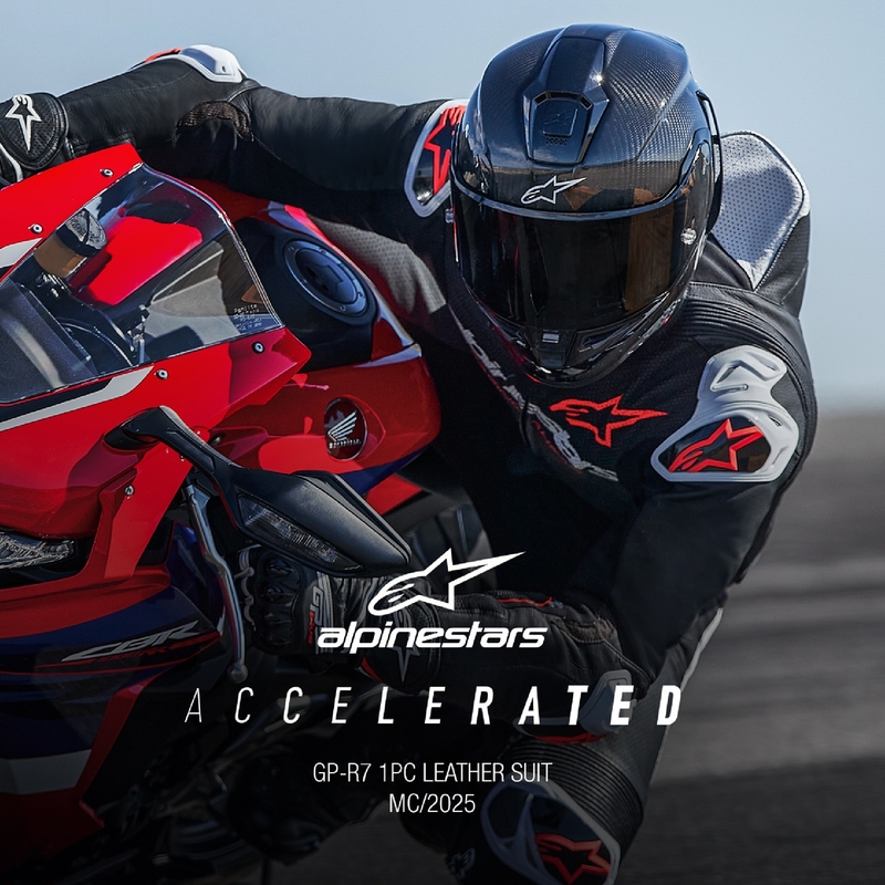 Alpinestars GP-R7 Tech-Air-fähiger/kompatibler einteiliger Leder-Motorradanzug in Schwarz-Weiß-Fluorot