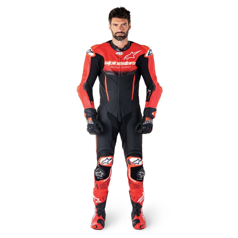 Alpinestars GP-R7 Tech-Air-fähiger/kompatibler einteiliger Lederkombi schwarz-rot