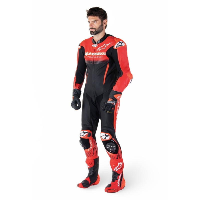 Alpinestars GP-R7 Tech-Air-fähiger/kompatibler einteiliger Lederkombi schwarz-rot