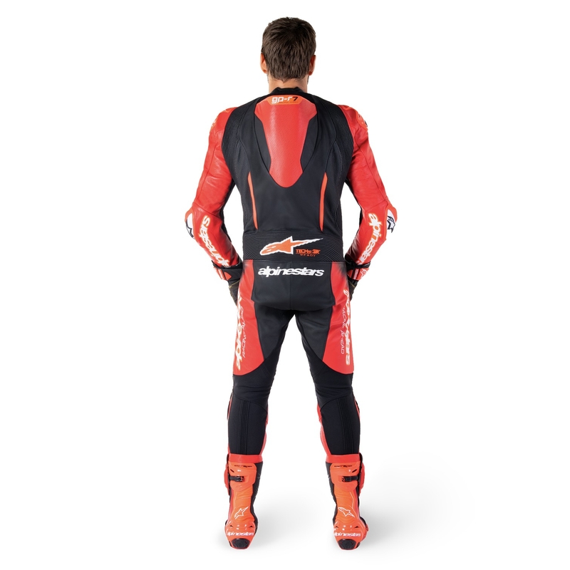 Alpinestars GP-R7 Tech-Air-fähiger/kompatibler einteiliger Lederkombi schwarz-rot