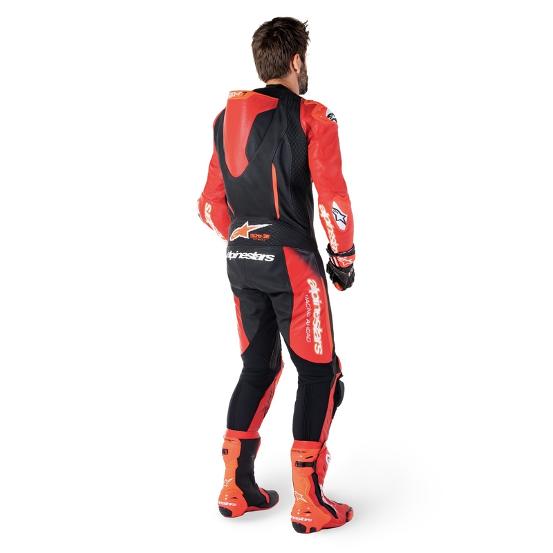 Alpinestars GP-R7 Tech-Air-fähiger/kompatibler einteiliger Lederkombi schwarz-rot