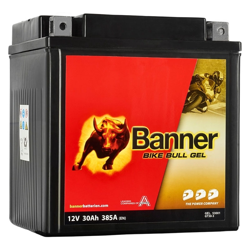 Gel-Motorradbatterie Banner Bike Bull GEL 530 01/BGTX30-3 - GTX30-3 12V, 30Ah, 385A