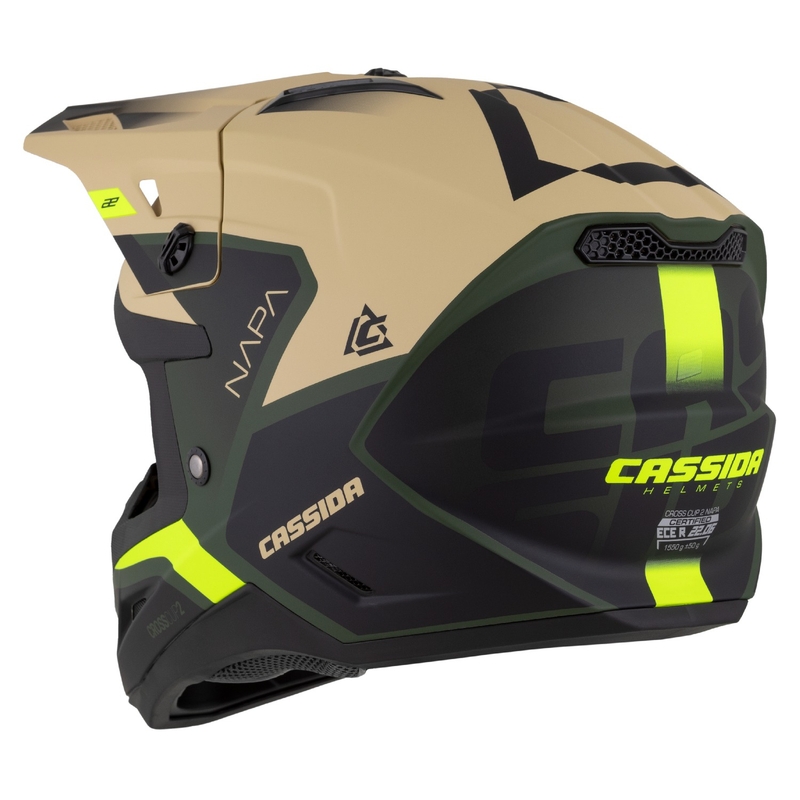 Motocross-Motorradhelm Cassida Cross Cup 2 Napa matt sand-grün-fluo gelb-schwarz