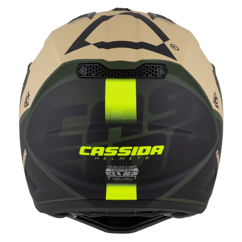 Motocross-Motorradhelm Cassida Cross Cup 2 Napa matt sand-grün-fluo gelb-schwarz