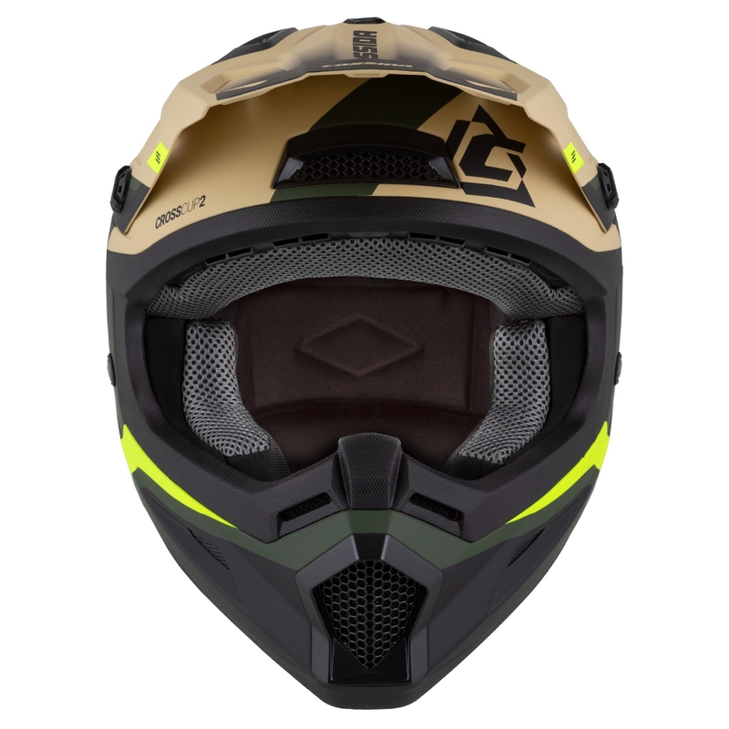 Motocross-Motorradhelm Cassida Cross Cup 2 Napa matt sand-grün-fluo gelb-schwarz