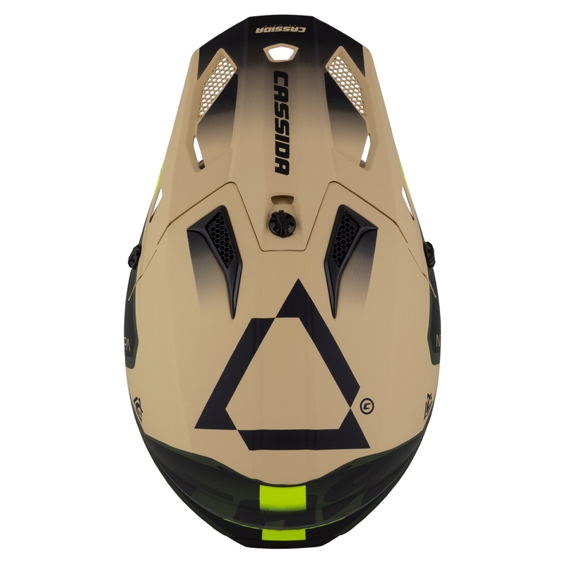 Motocross-Motorradhelm Cassida Cross Cup 2 Napa matt sand-grün-fluo gelb-schwarz