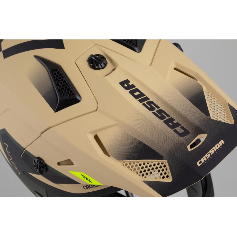 Motocross-Motorradhelm Cassida Cross Cup 2 Napa matt sand-grün-fluo gelb-schwarz