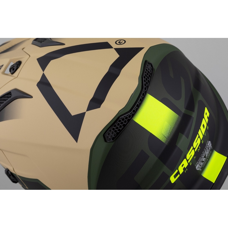 Motocross-Motorradhelm Cassida Cross Cup 2 Napa matt sand-grün-fluo gelb-schwarz
