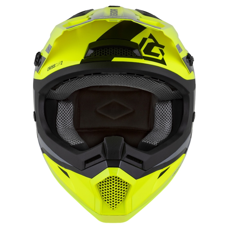 Motocross-Motorradhelm Cassida Cross Cup 2 Napa fluo gelb-schwarz-perlgrau