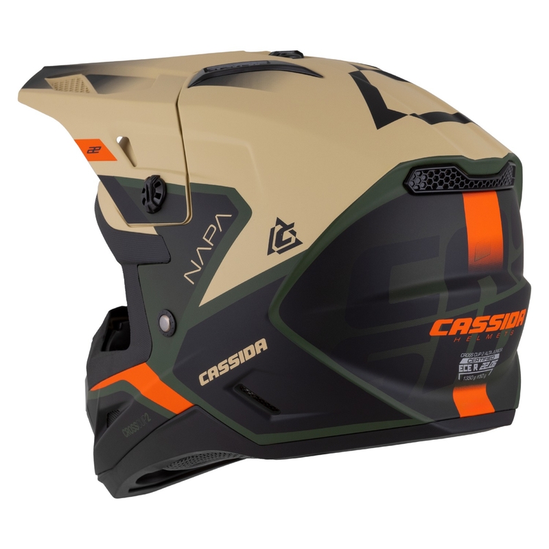 Cassida Cross Cup 2 Napa Matt Sand-Grün-Orange-Schwarz Kinder-Motocross-Motorradhelm
