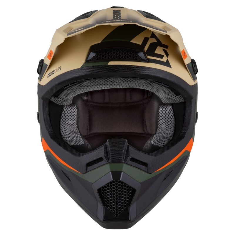 Cassida Cross Cup 2 Napa Matt Sand-Grün-Orange-Schwarz Kinder-Motocross-Motorradhelm